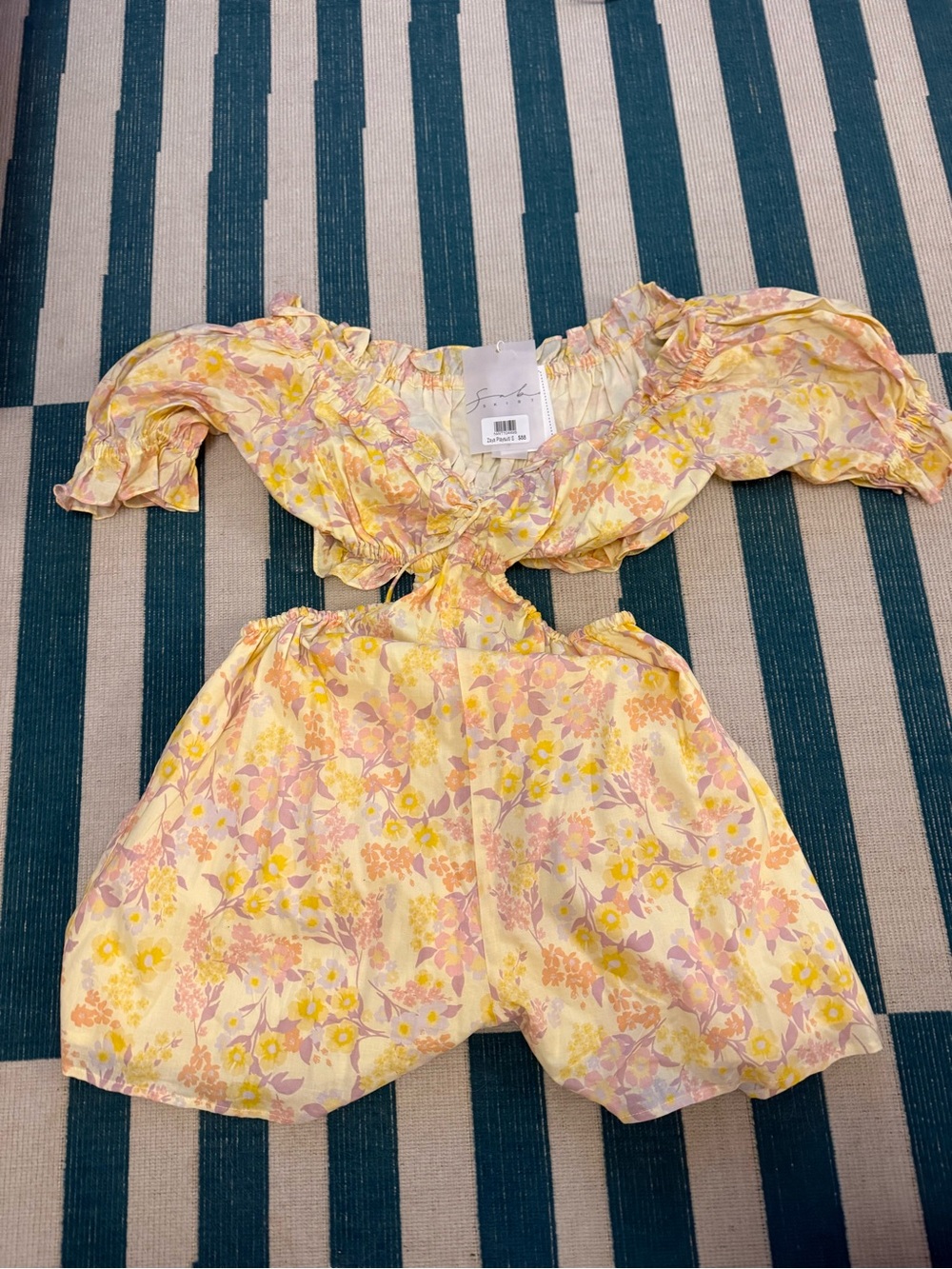 Sabo Skirt Yellow Floral Off-Shoulder Romper